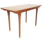 Vintage Salontafeltje Teak Fineer Messing Bijzettafeltje thumbnail 1