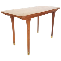 Vintage Salontafeltje Teak Fineer Messing Bijzettafeltje