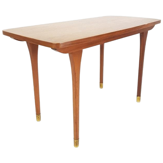 Vintage Salontafeltje Teak Fineer Messing Bijzettafeltje 1