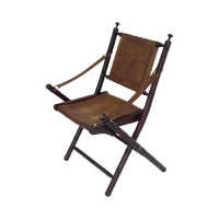 Officer’S Chair - Wood And Leather Upholstery - Military Campaign Style