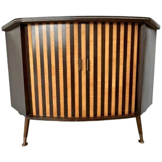 Vintage Hoekkast Met Streeppatroon En Tamboerdeuren 1