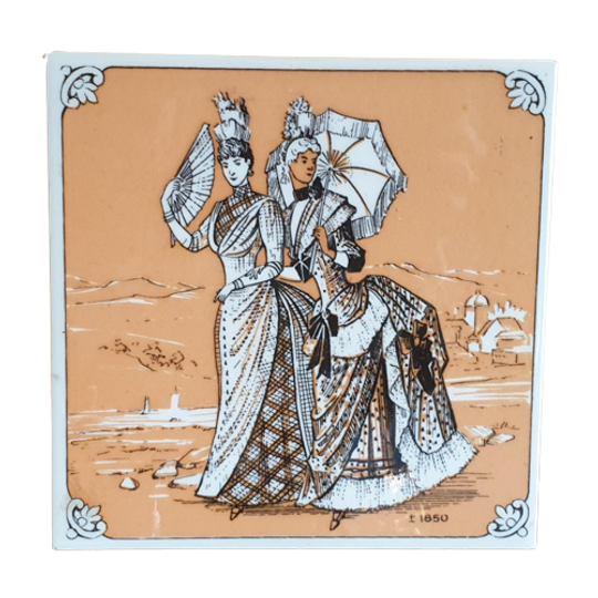 Vintage Tegel Reclame Stoffen Zaak Met Historische Kleding 1