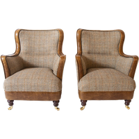 2 X Klassiek Engelse Chesterfield Stoelen Stof