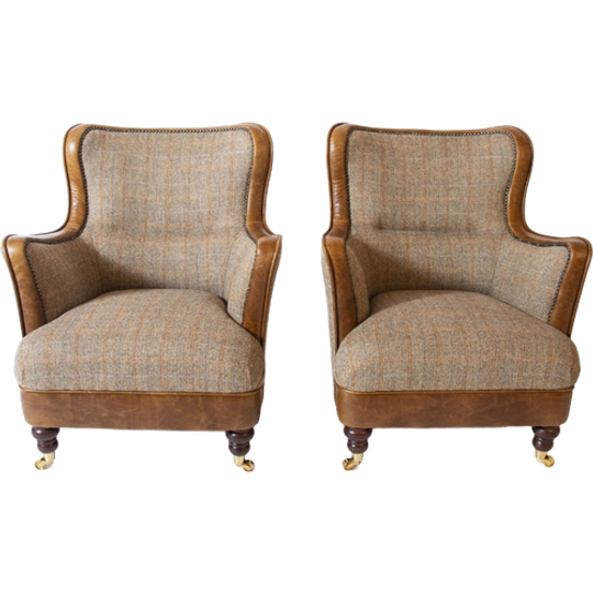 2 X Klassiek Engelse Chesterfield Stoelen Stof 1