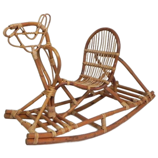 Vintage Bamboe Hobbelpaard, Jaren 60 1