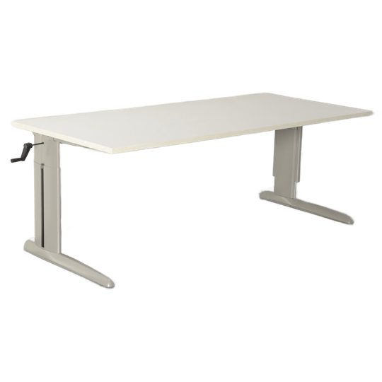 Markant Bureau, Wit Blad, 180 X 80 Cm, Hoogte Instelbaar Onderstel D.M.V. Handslinger 1