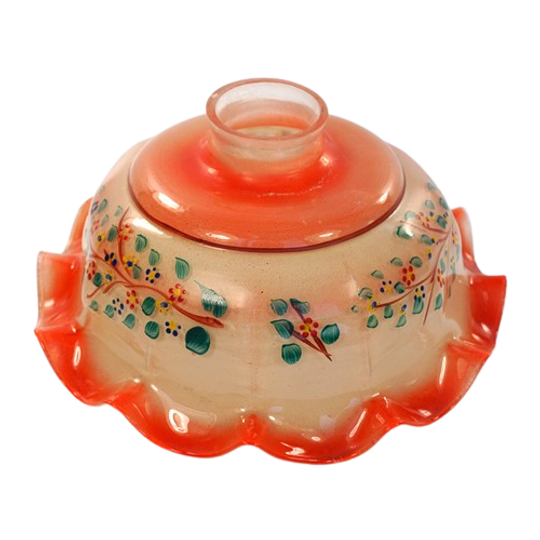 Brocante Glazen Lampenkap Gebloemd 1