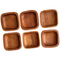 Set Van 6 Vintage Teak Snack Schaaltjes / Pinda Set