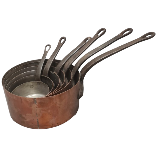 Vintage Franse Koperen Pannenset 1