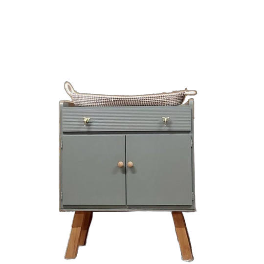 Vintage Commode Met Bladvergroter Groen 1