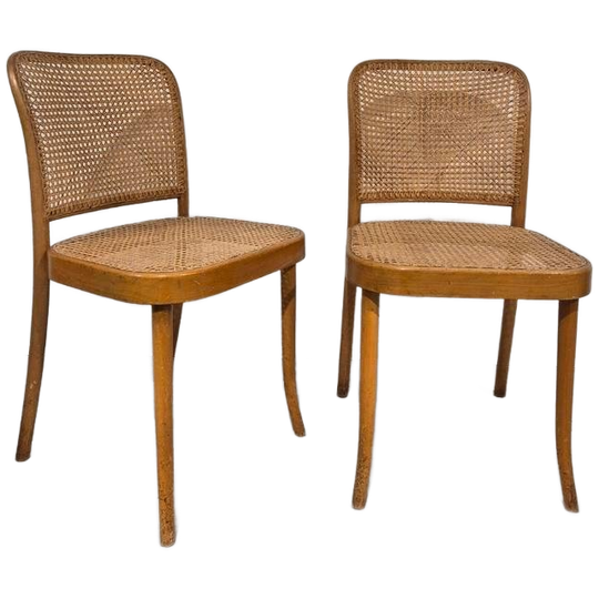 Een Paar Vintage Ligna Eetkamerstoelen Met Webbing Zitting 1