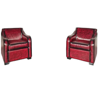Crawley Classic Chesterfield Fauteuils Set – Antiek Rood, Leer