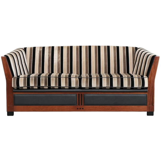 Luxe Art Deco Schuitema 2,5-zits Design Bank Uit De Decoforma Serie Met Mooi Houtwerk 1