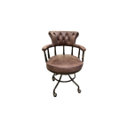 Showroommodel: Stoere Industriële Chesterfield Bureaustoel Vintage Bruin Captainchair thumbnail 1