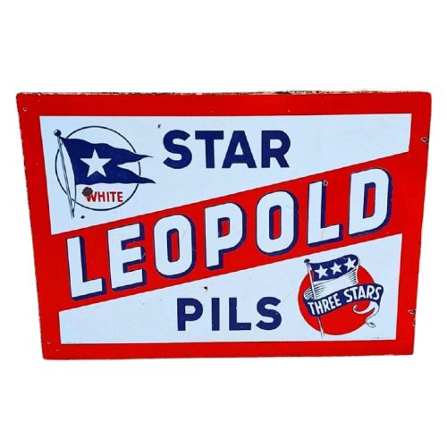 Xxl Dubbelzijdig Emaille Bord Star Leopold Pils🍺