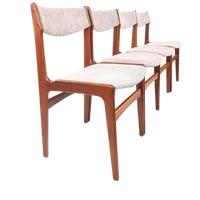 4 Vintage Deense Erik Buch Stoelen | Teak Roze Nieuwe Stof