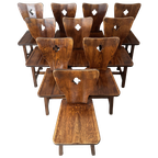 10x Vintage Brutalist Stoelen – Eik thumbnail 1