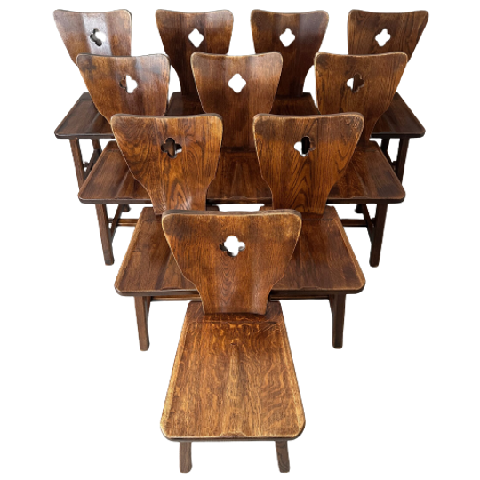 10x Vintage Brutalist Stoelen – Eik 1