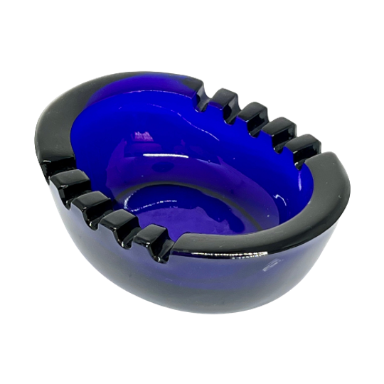 Nuutajärvi “Stadion” Glazen Asbak In Kobalt-Blauw 1