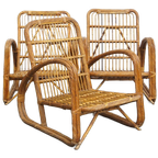 Set Van 3 Luxe Franse Rotan Vintage Design Fauteuils Uit De Jaren ’50 thumbnail 1