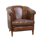 Bijzondere, Karakteristieke En Statige Donkere Schapenleren Clubfauteuil thumbnail 1