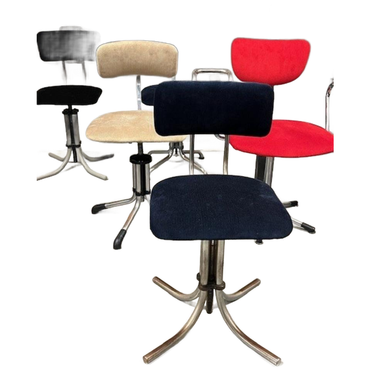 Gispen | Vintage Burostoelen 5x Gispen De Wit Fana Bureaustoelen 1