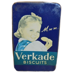 Donkerblauw Verkade Koekblik Met Meisje Met De Strik – Nostalgisch Design thumbnail 1