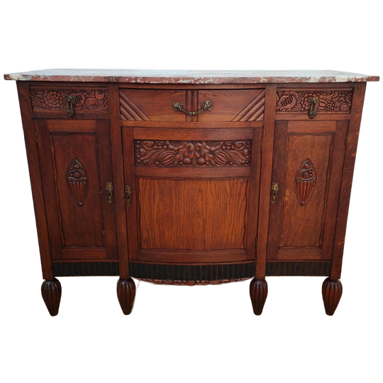 Vintage Antieke Commode Dressoir Ladekast Met Marmer Blad 6 1