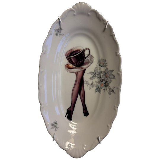 Vintage Wandbord Ovaal Koffie 1