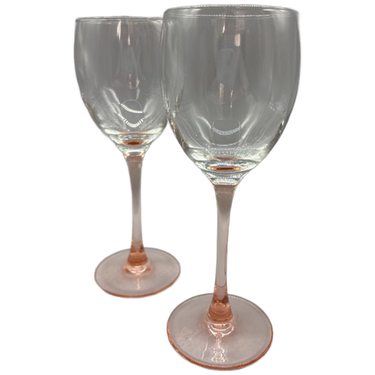 Vintage Luminarc Wijnglazen Roze Voet 2 Stuks 1