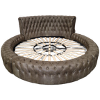 Chesterfield Bed Rond – Vintage Bruin thumbnail 1