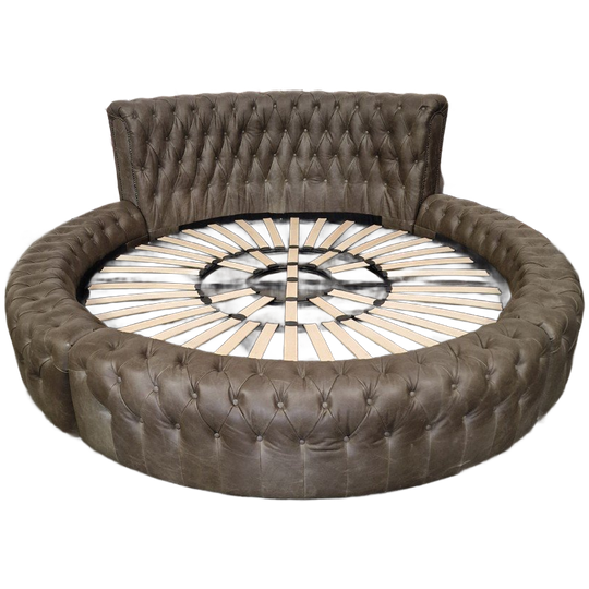 Chesterfield Bed Rond – Vintage Bruin 1