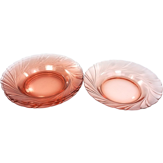 Vintage Glazen Diepe Borden Rosaline Vereco 1