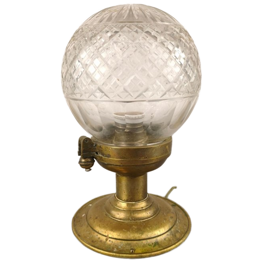 Messing Plafondlamp Met Geslepen Glazen Bol 1