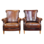 Set Van 2 Mooie En Comfortabele Schapenleren Armchairs Met Een Tijdloos Design En Prachtige Kleur thumbnail 1