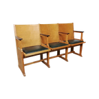 Vintage Houten Theaterbank thumbnail 1