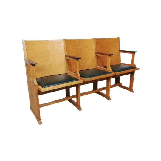 Vintage Houten Theaterbank 1