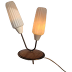 Zeldzame Jaren 50 Teak Melkglas Tafellamp Vintage Design thumbnail 1