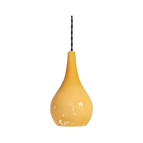 Scandinavische Hanglamp In Honingkleurig Opaline, Jaren 60