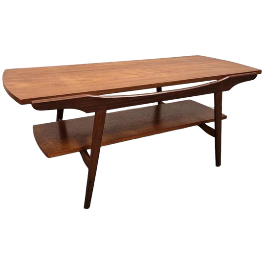 Vintage Salontafel Omkeerbaar Blad Teakhout Formica 1