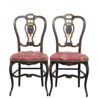 Set Van 2 Unieke En Sierlijke Antieke Franse Napoleon 3 Stoeltjes Ingelegd Met Parelmoer