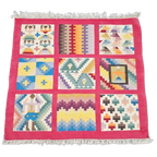 Vintage Kelim Abstracte Kleurrijk Bohemien Wandkleed '60 thumbnail 1
