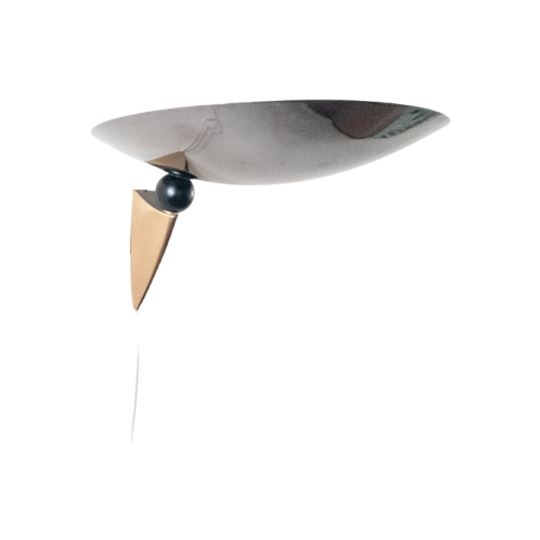 Vintage Herda Wandlamp In Messing, Hout En Aluminium 1