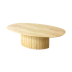 Oval Italian Coffee Table In Travertine Stone thumbnail 1
