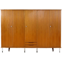 Grote Vintage 5-deurs Teak Kledingkast In Italiaanse Stijl, 1960s