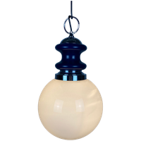Vintage Glass Sphere With Blue Metal Pendant From The 1970's