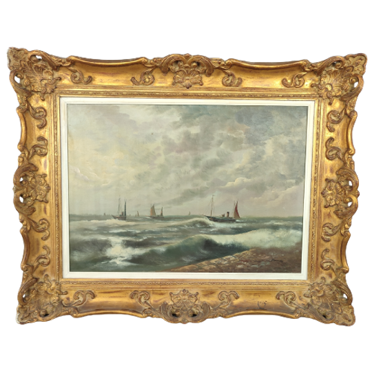 Schilderij - Schepen In De Storm 1