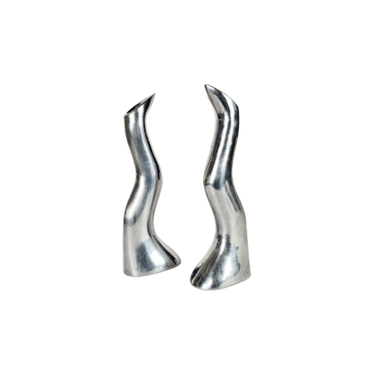 IKEA - Design Anna Efverlund - Atomic - 2 'zig Zag' - Massief Aluminium Kandelaars - 3e Kwart 20e 1
