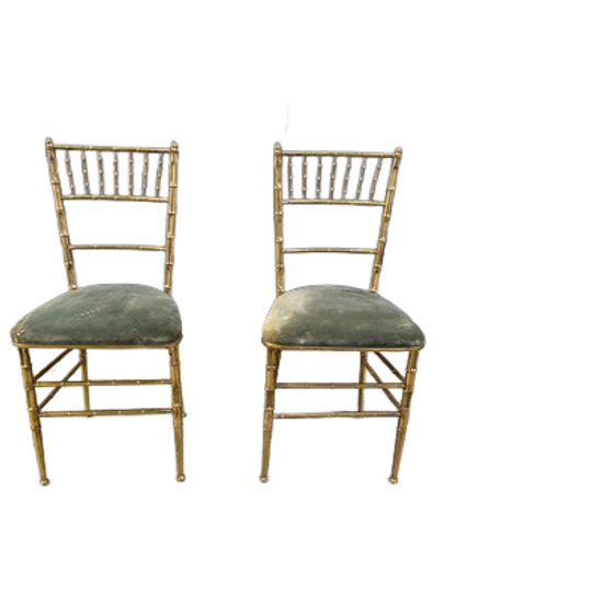 Pair Of Brass Faux Bamboo Chairs, 1960s 1