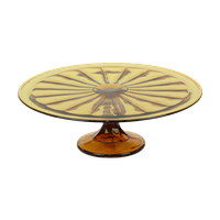 Art Deco Amber Taartschotel Gebak Schaal Depression Glass